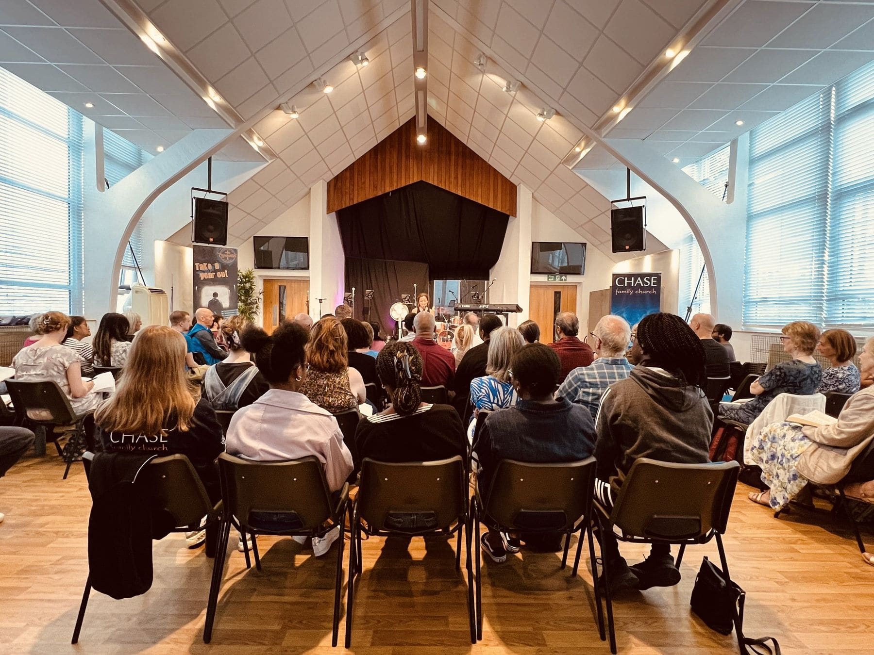 The congregation at a Sunday morning service
